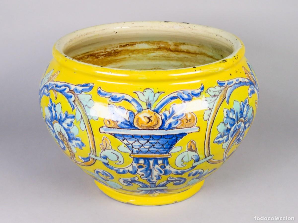 Antig&uuml;edades: Jarr&oacute;n macetero cer&aacute;mica esmaltada de Triana Sevilla Siglo XIX