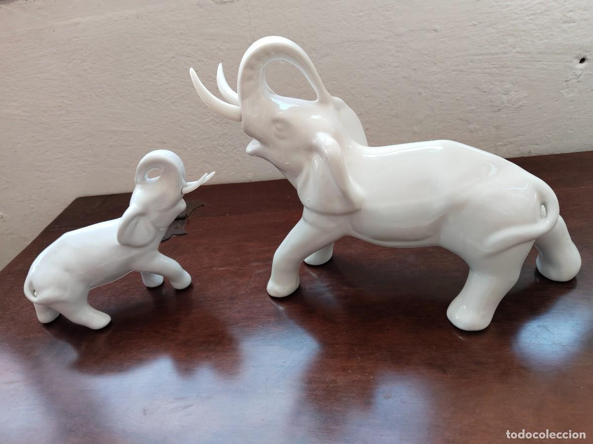 Antig&uuml;edades: pareja de Elefantes de cer&aacute;mica. Ver.