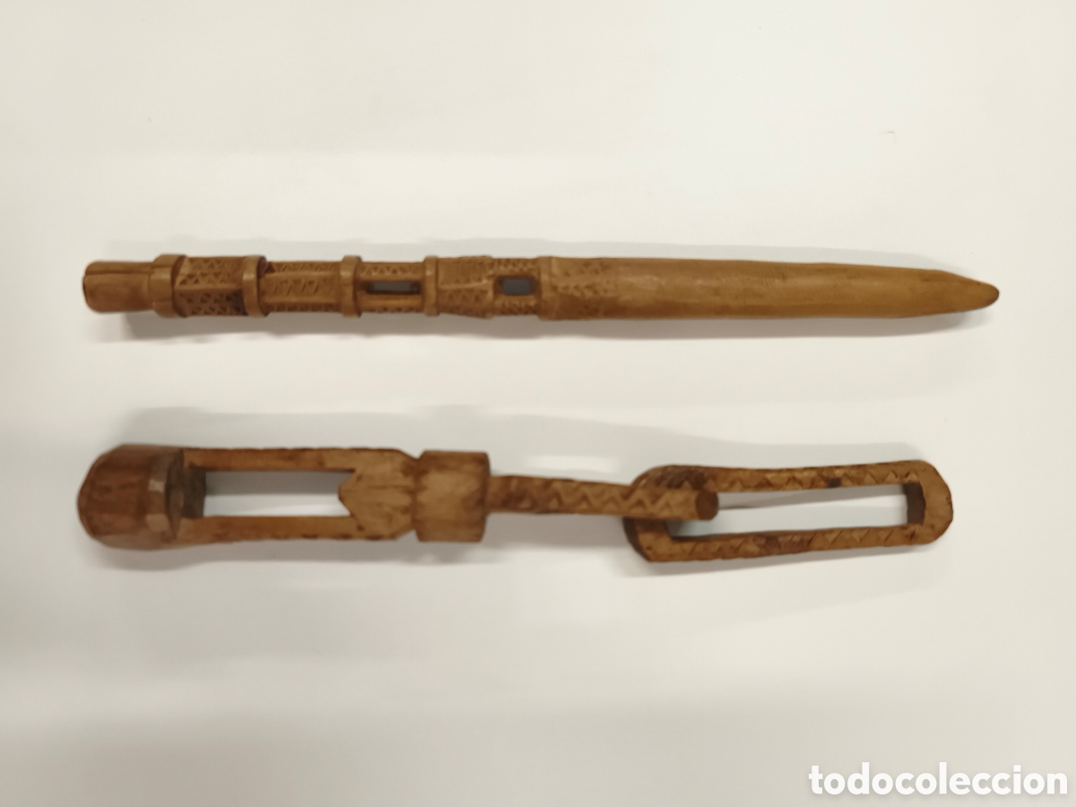 Antig&uuml;edades: Utensilios arte pastoril popular tallados en madeea