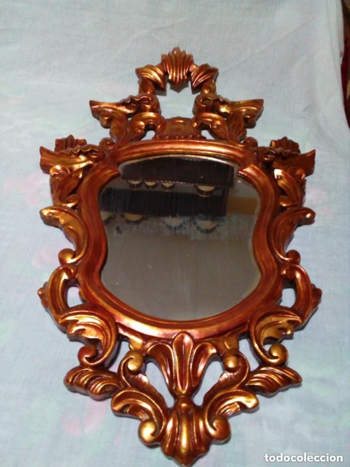 Antig&uuml;edades: ANTIGUA CORNUCOPIA-ESPEJO ORIGINAL CON MARCO DE MADERA TALLADA CON PAN DE ORO SIGLO XIX