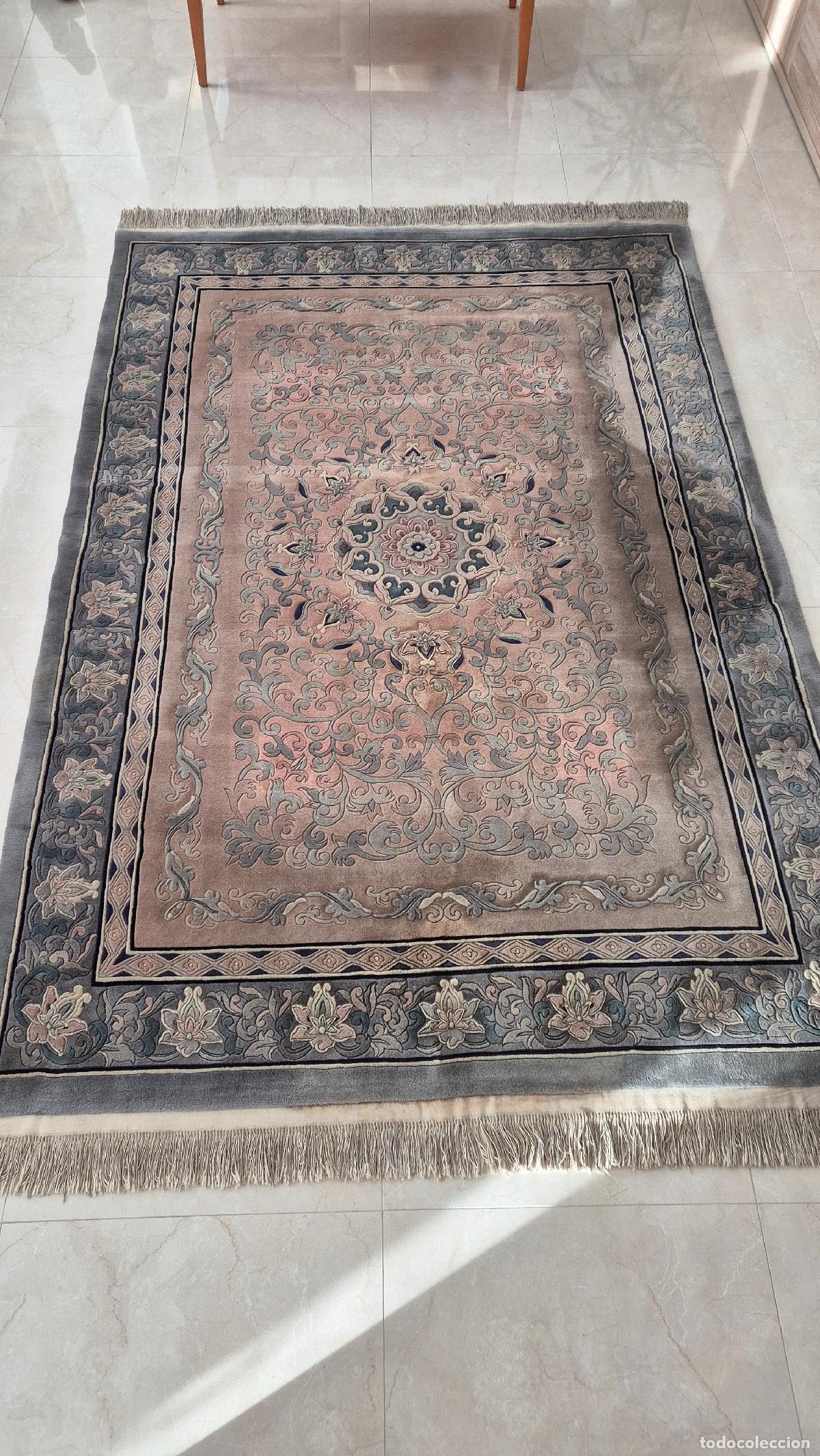 Antig&uuml;edades: Alfombra Oriental Seda y Lana Flores