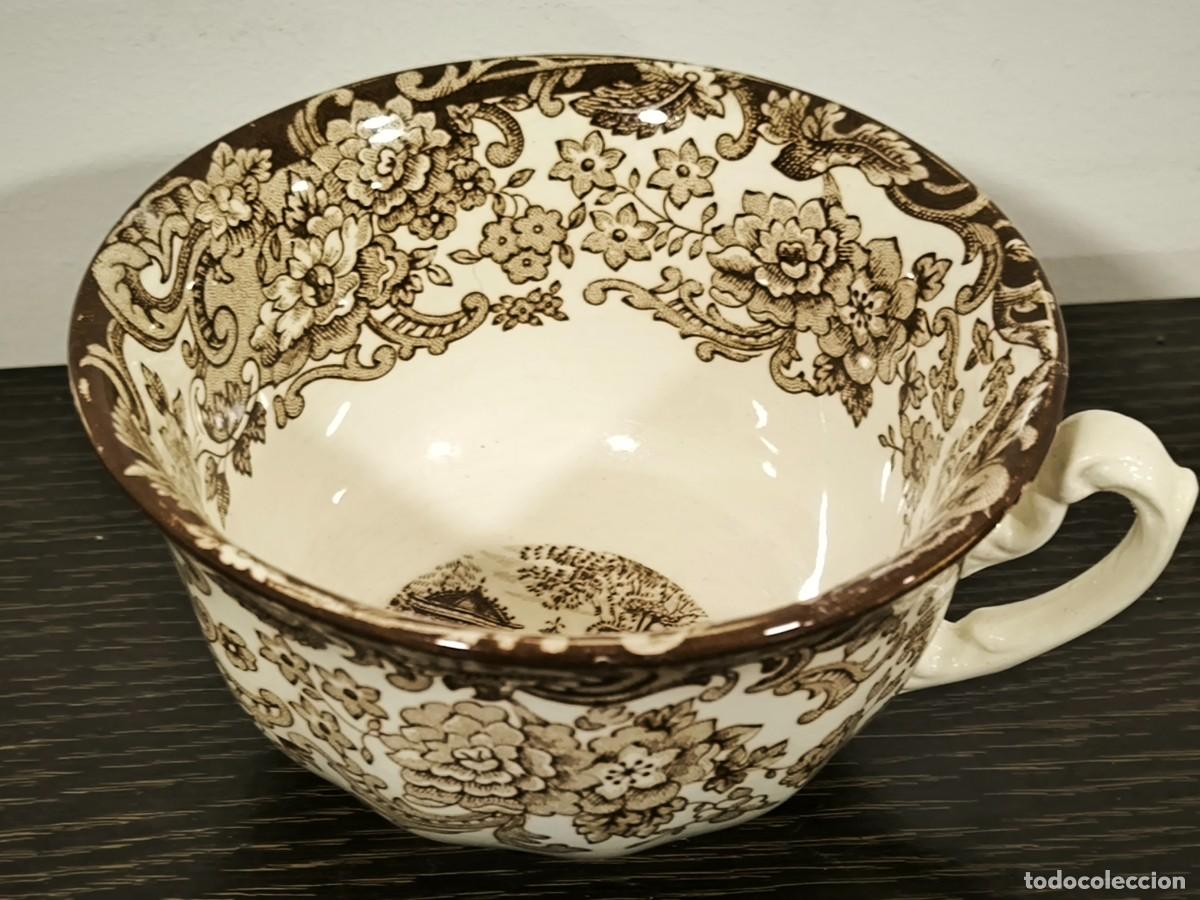 Antig&uuml;edades: Taza La Cartuja De Sevilla &ndash; Cer&aacute;mica Decorada Cl&aacute;sica 14 Cms Ancho