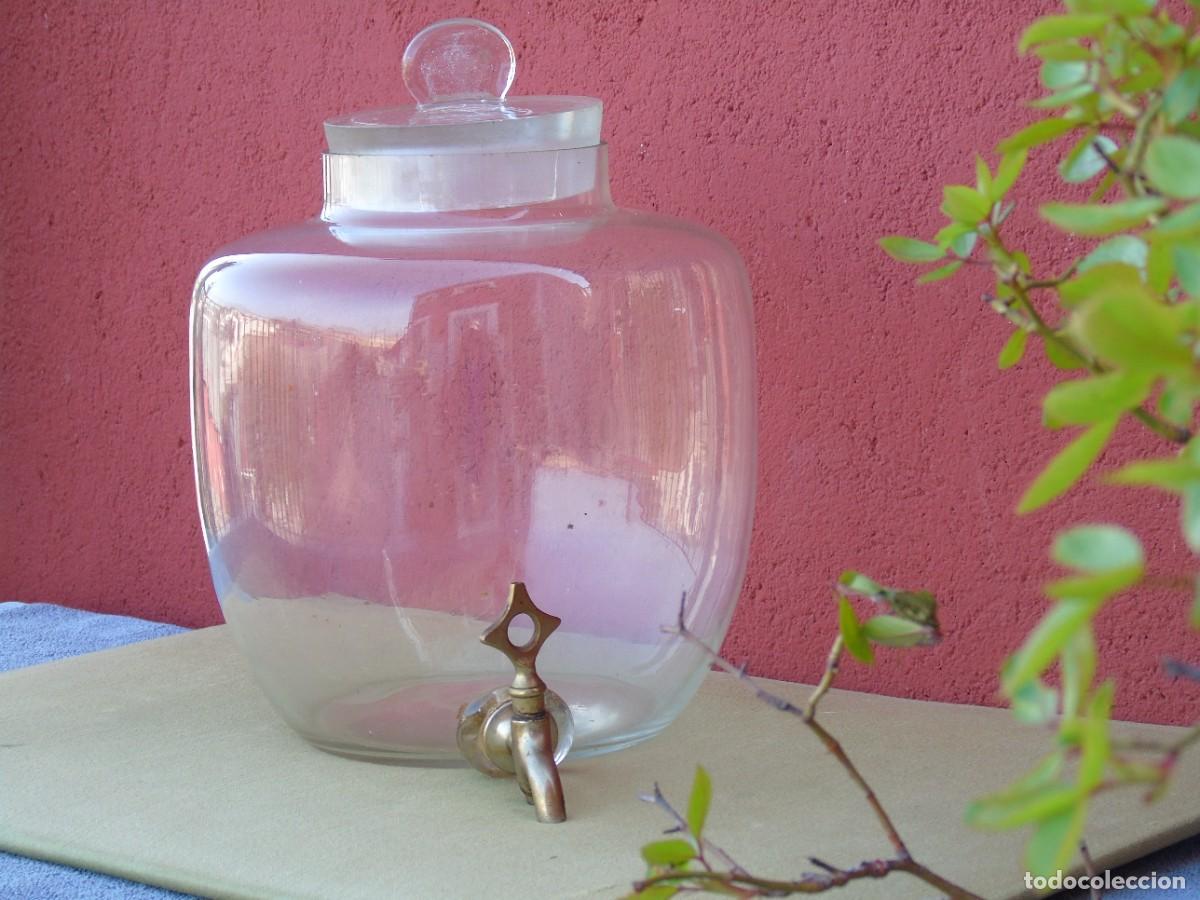 Antig&uuml;edades: ANTIGUO RECIPIENTE, DEPOSITO, DISPENSADOR DE CRISTAL DE COLONIA A GRANEL. CON TAPADERA DE CRISTAL.