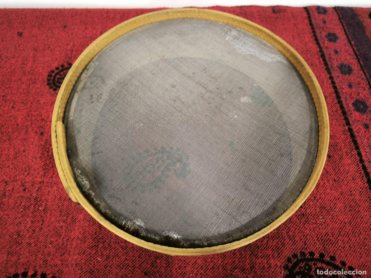 Antig&uuml;edades: Antiguo Cedazo De Madera Con Malla Fina &ndash; Criba Tradicional 32 Cms Di&aacute;metro