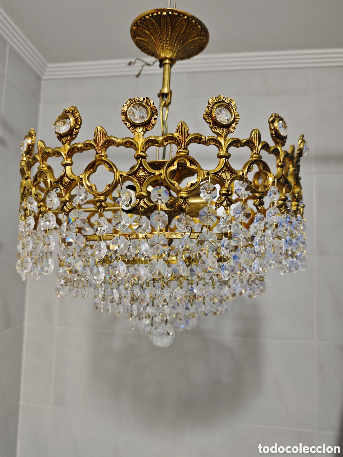 Antig&uuml;edades: L&aacute;mpara vintage cristal Strass