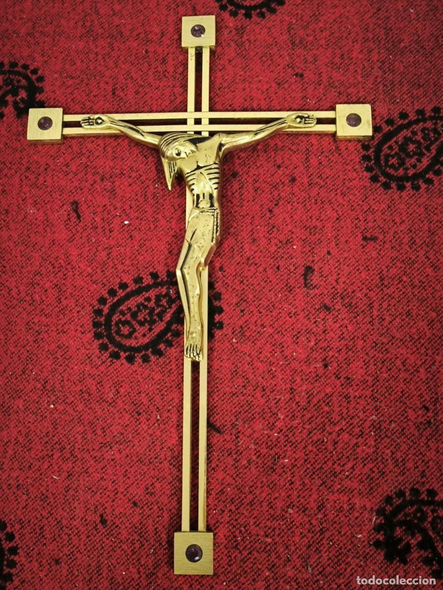 Antig&uuml;edades: Crucifijo Decorativo Ba&ntilde;ado En Oro &ndash; Figura De Cristo En Cruz De Dise&ntilde;o Elegante 40 Cms
