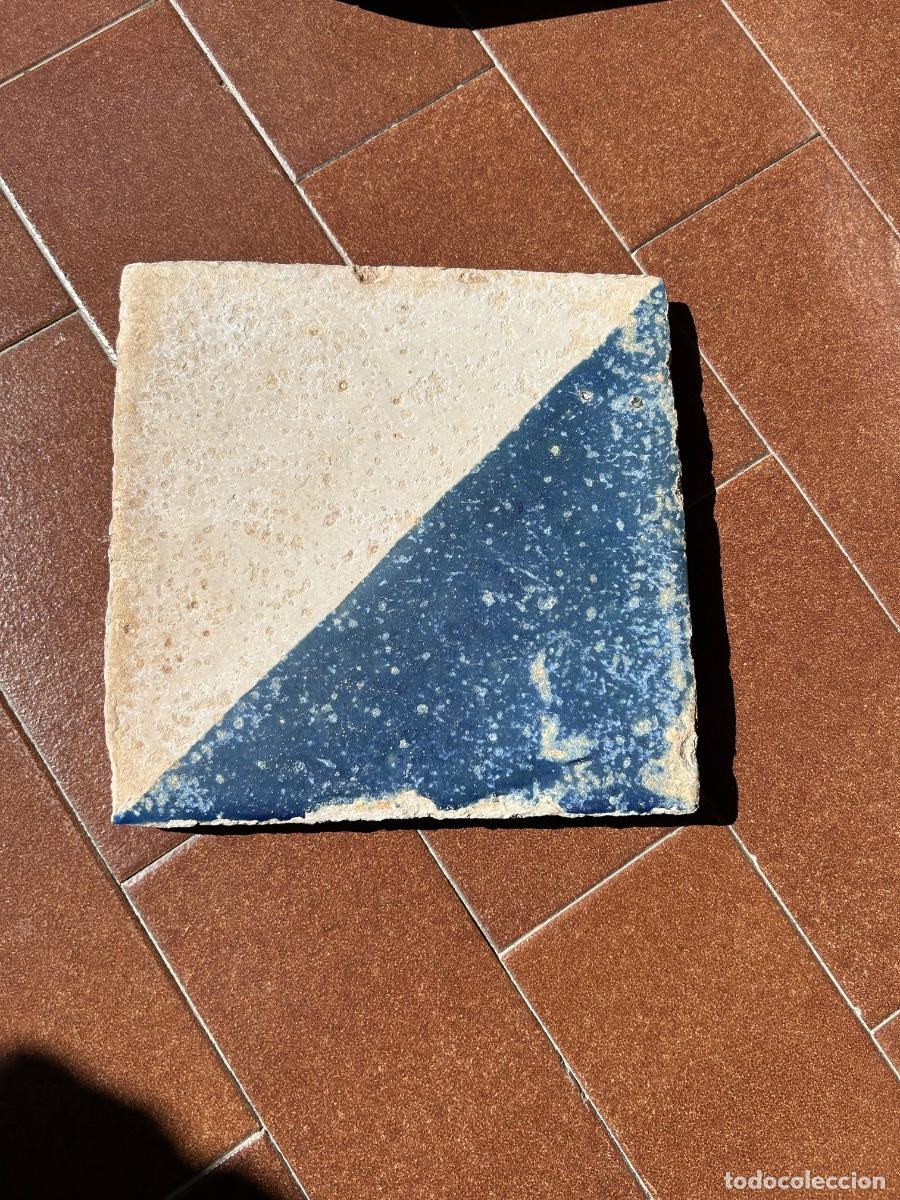 Antiques: ANTIGUA BALDOSA AZULEJO AZUL OSCURO