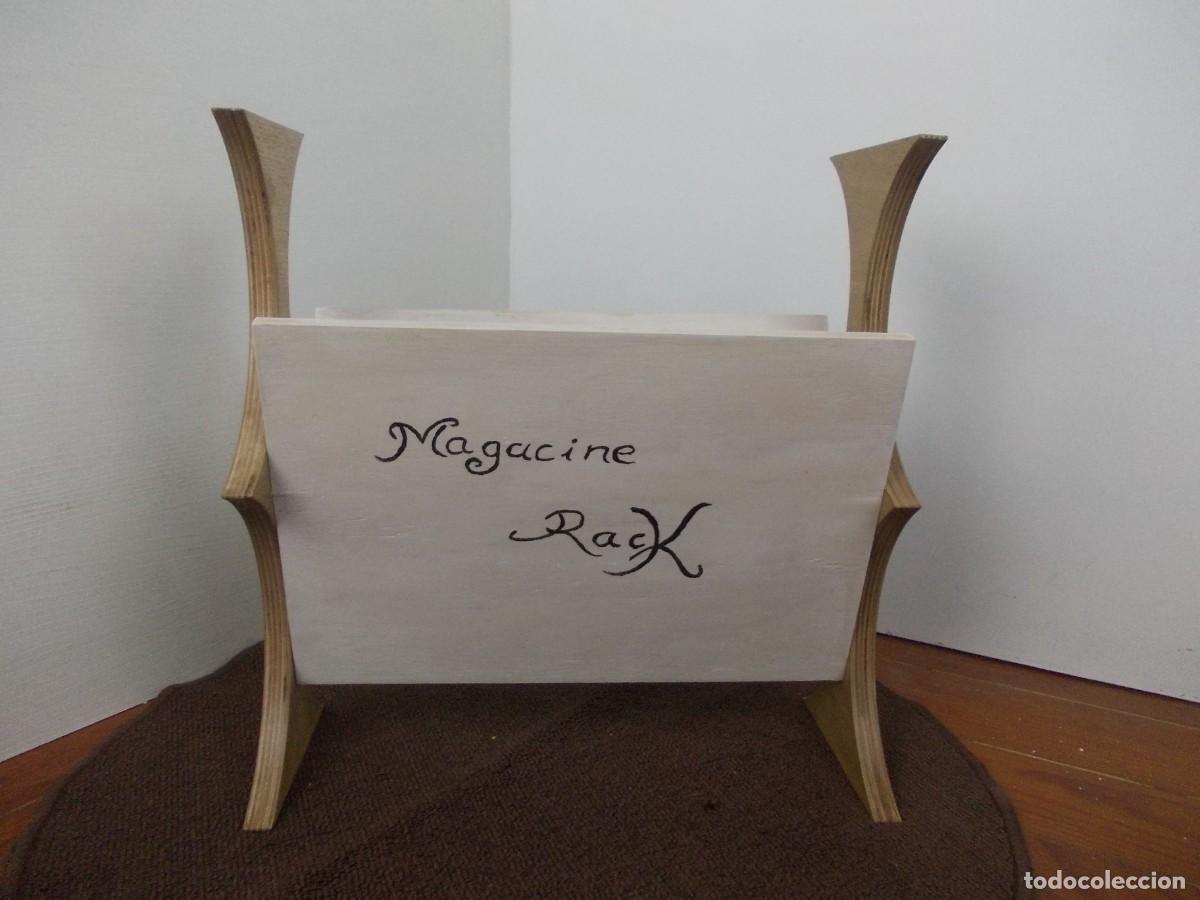 Antig&uuml;edades: Revistero madera organizador revistas libros decoracion sala hogar oficina artesanal nordico japandi