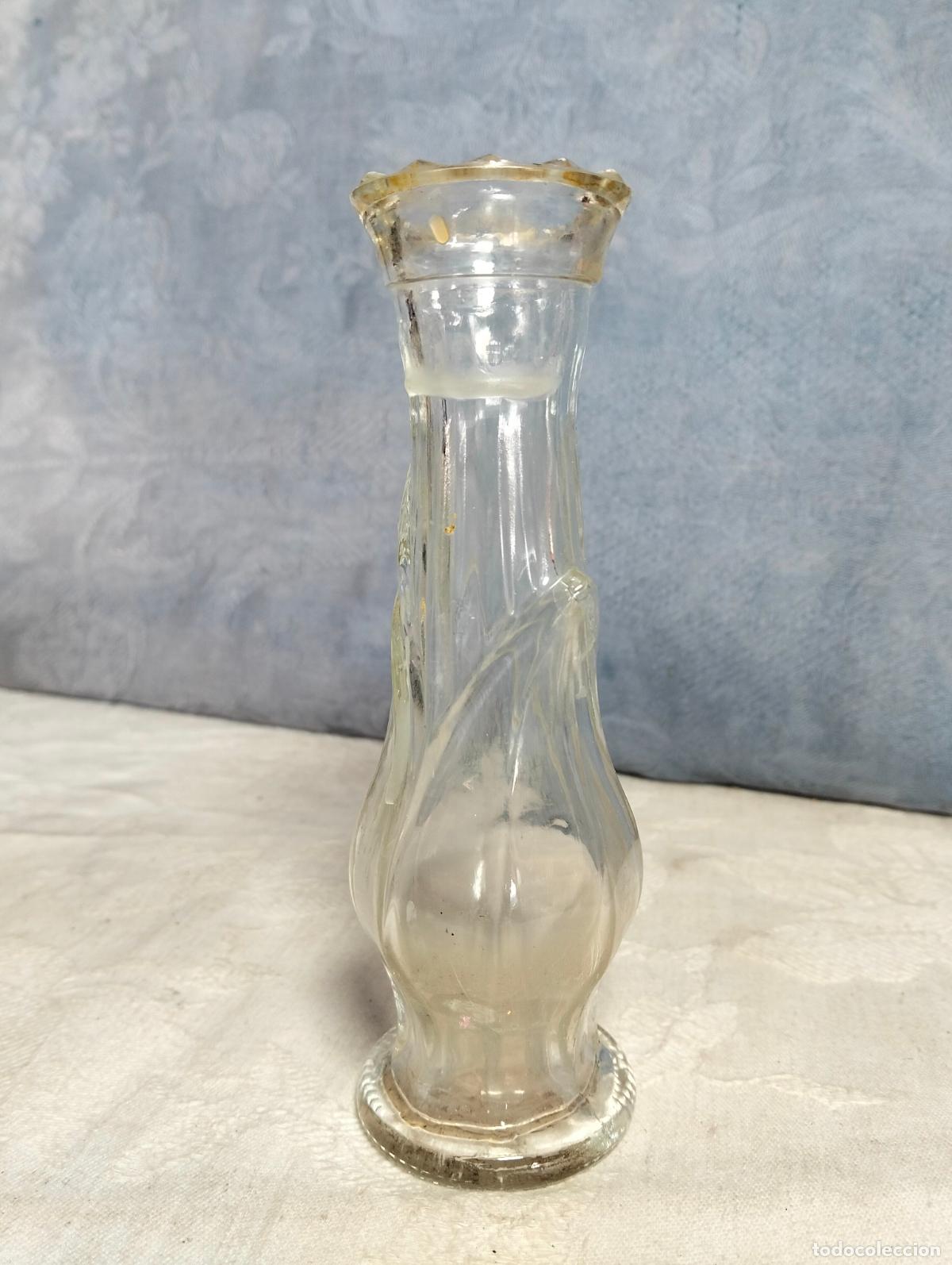 Antig&uuml;edades: Jarr&oacute;n florero de cristal prensado transparente de los a&ntilde;os 60-70 vintage