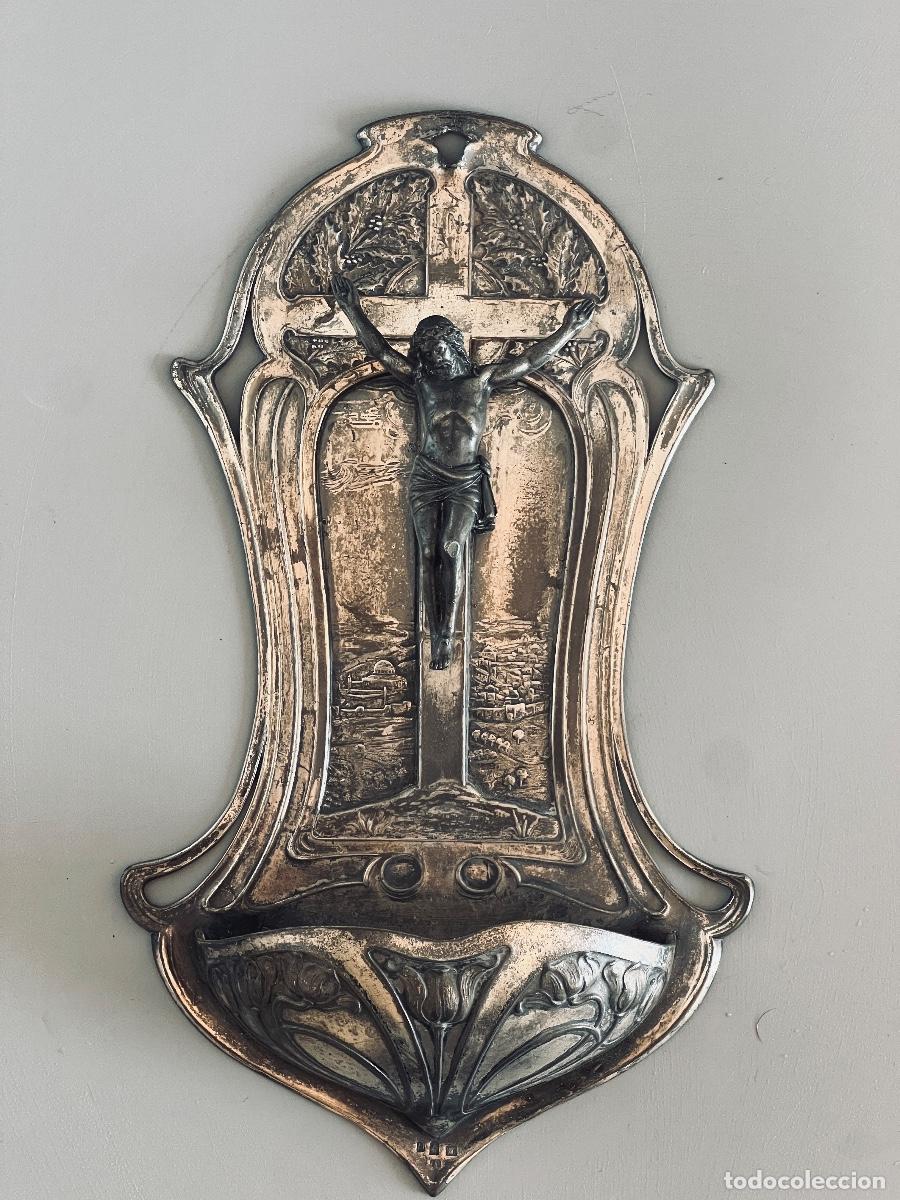 Antig&uuml;edades: WMF. Pila de agua bendita Art-Dec&oacute;. Alemania C. 1900