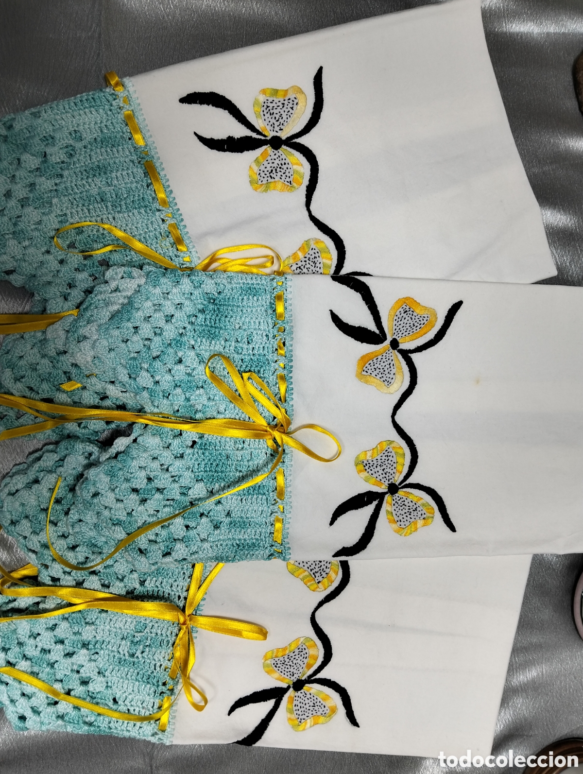 Antig&uuml;edades: Toalla bordadas ganchillo hecho a mano