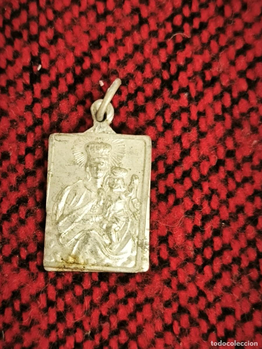 Antig&uuml;edades: Medalla Religiosa Antigua Virgen Con Ni&ntilde;o Y Sagrado Coraz&oacute;n &ndash; Colgante Devocional