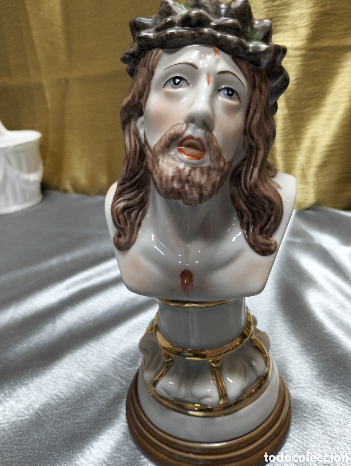 Antig&uuml;edades: TALLA RELIGIOSA FIGURA ROSTRO DE CRISTO LIMPIAS EN PORCELANA .