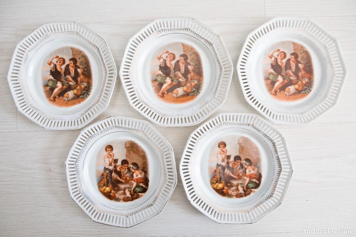 Antig&uuml;edades: Conjunto de 5 platillos de porcelana Schumann Bavaria.