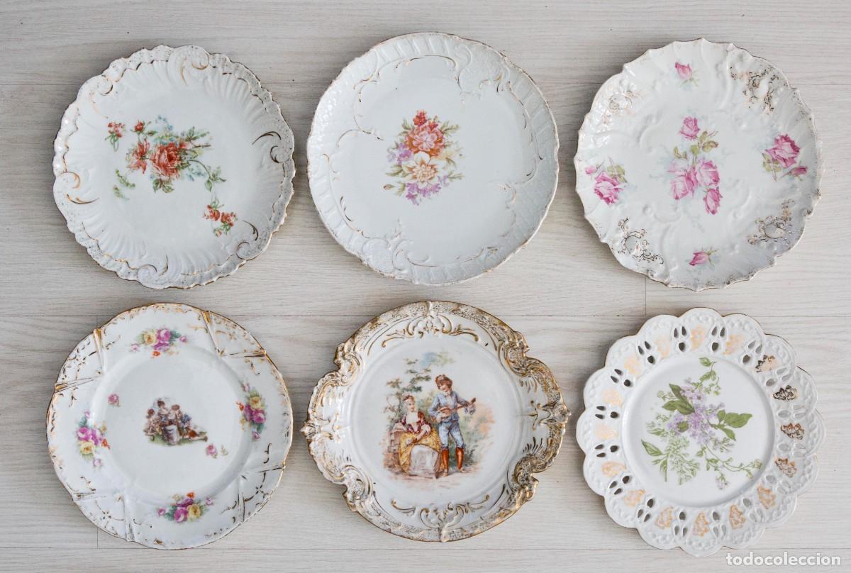 Antig&uuml;edades: 6 platos de porcelana antigua.