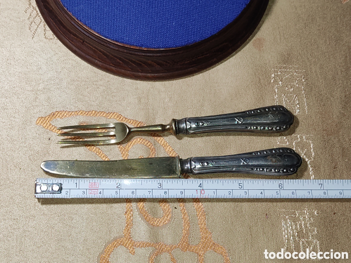 Antig&uuml;edades: Antiguo Juego de cubiertos de postre. - Foto 2