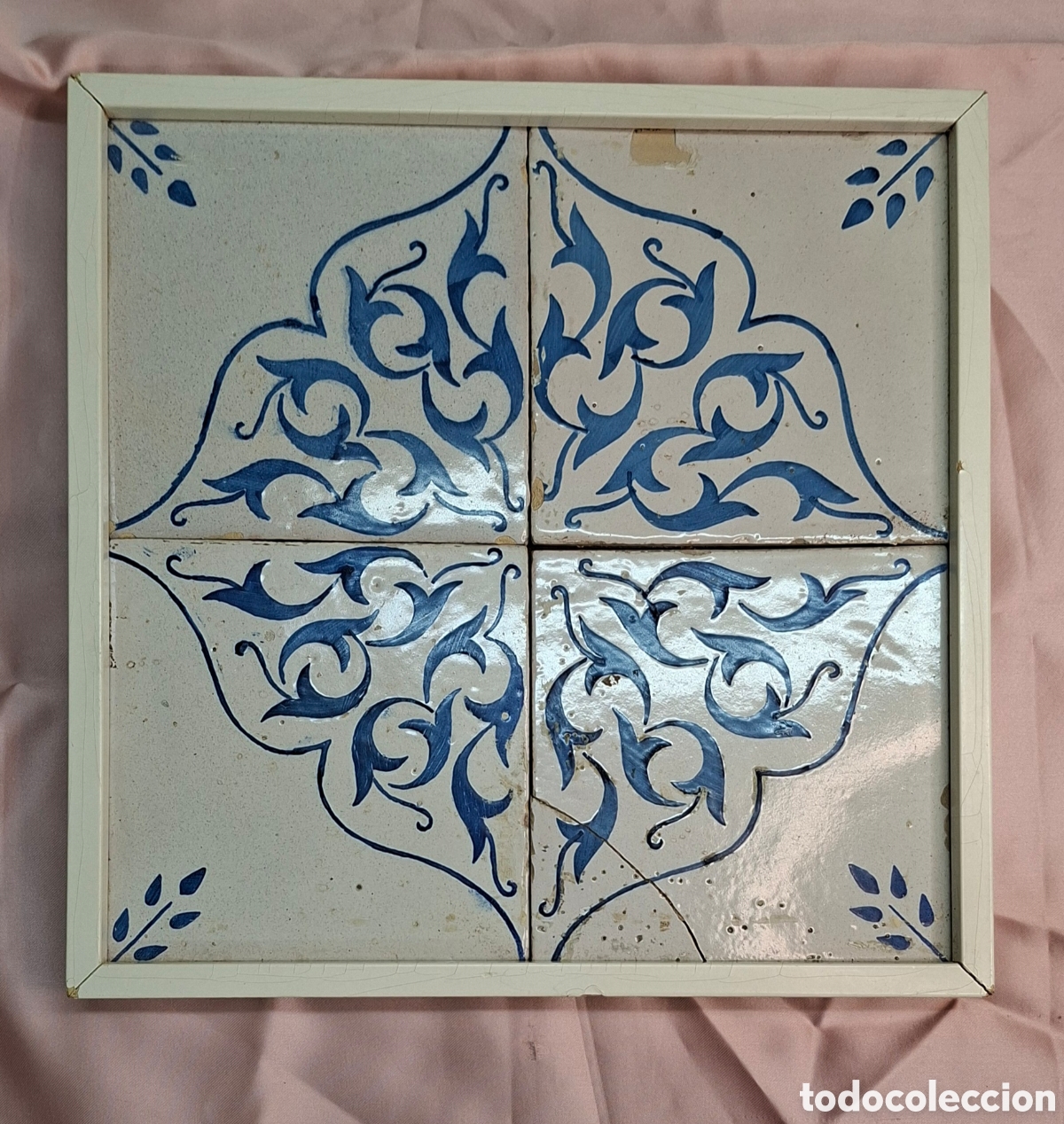 Antig&uuml;edades: Cuadro con 4 azulejos decorativos - Foto 3