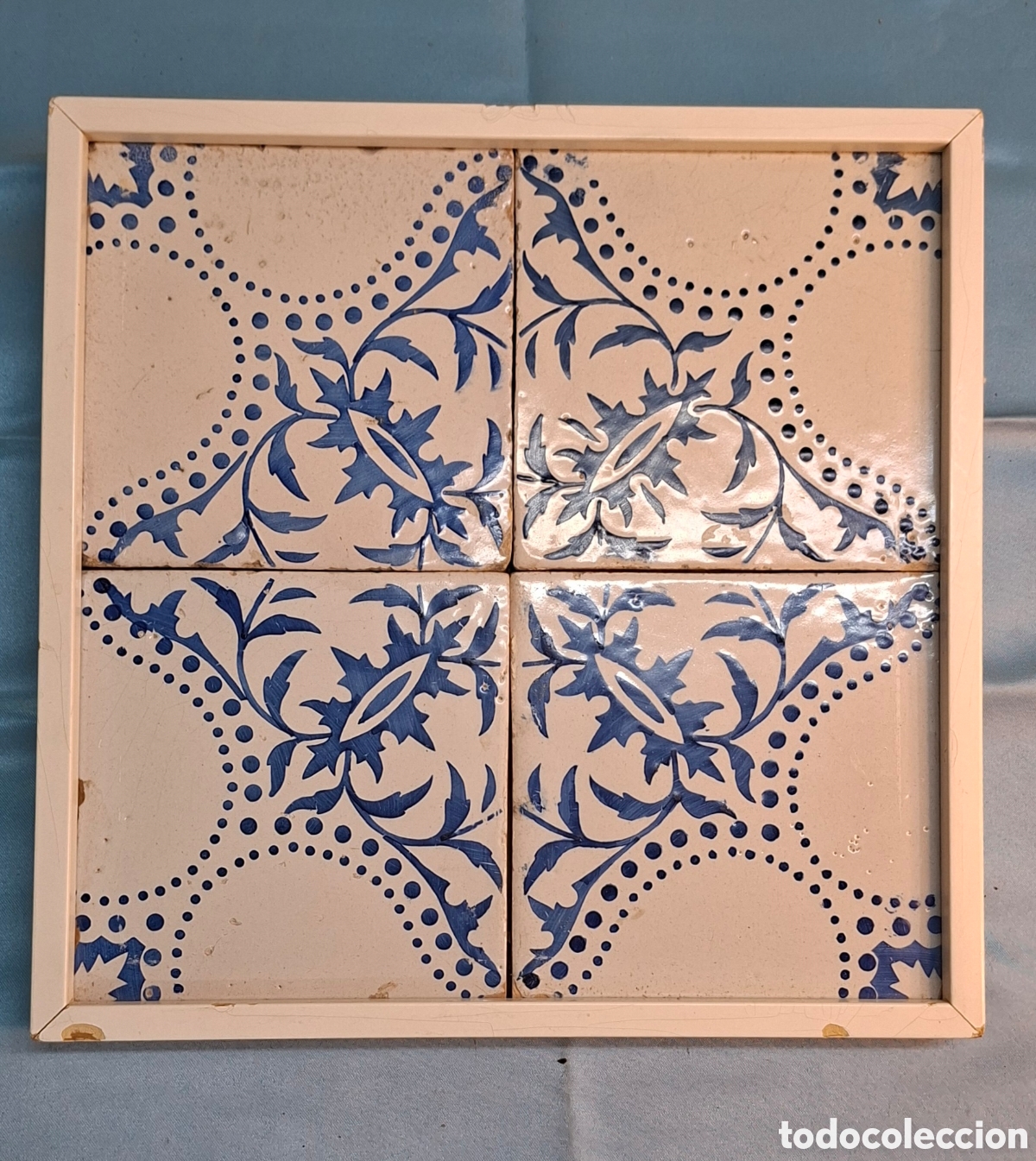 Antig&uuml;edades: Cuadro con 4 azulejos decorativos - Foto 3
