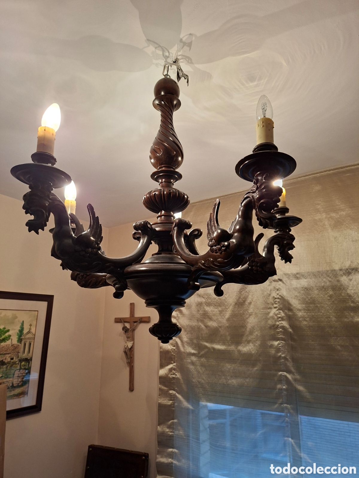 Antig&uuml;edades: Lampara de madera maziza