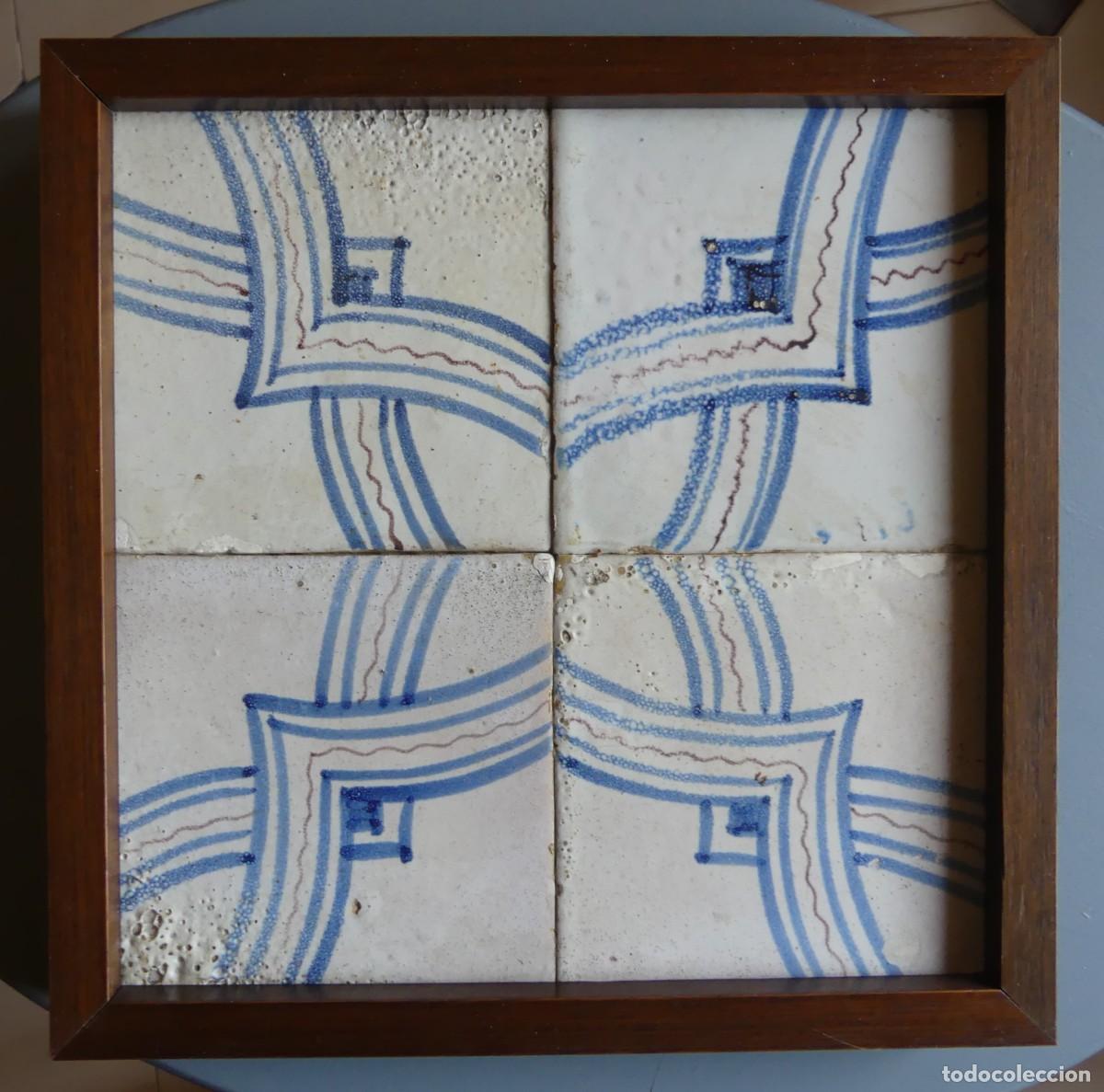 Antig&uuml;edades: LOTE DE 4 AZULEJOS VALENCIANOS DEL SIGLO XIX ( SOLO RECOGIDA )