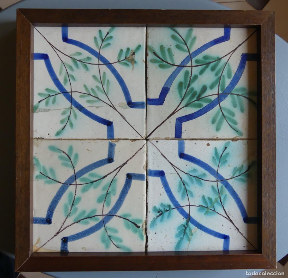 Antig&uuml;edades: LOTE DE 4 AZULEJOS VALENCIANOS DEL SIGLO XIX ( SOLO RECOGIDA )