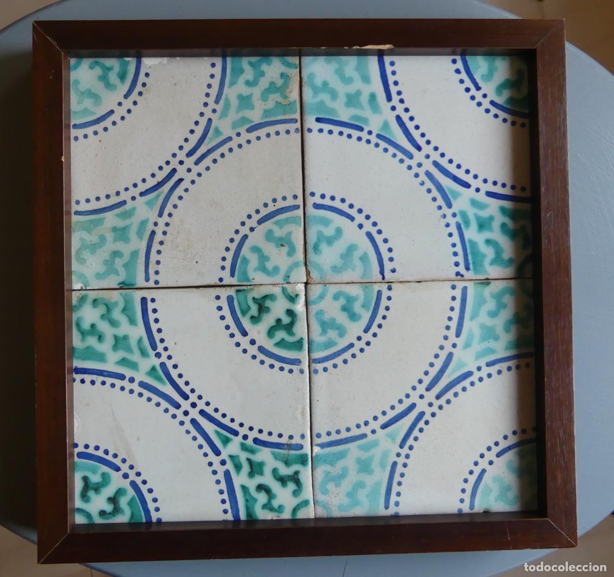 Antig&uuml;edades: LOTE DE 4 AZULEJOS VALENCIANOS DEL SIGLO XIX ( SOLO RECOGIDA )