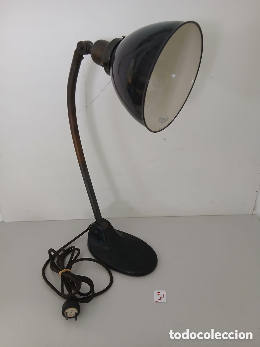 Antig&uuml;edades: L&aacute;mpara de mesa industrial negra de Siemens, a&ntilde;os 30