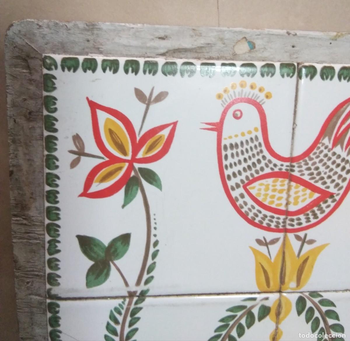 Antig&uuml;edades: Composici&oacute;n 4 azulejos pintados a mano - Foto 2