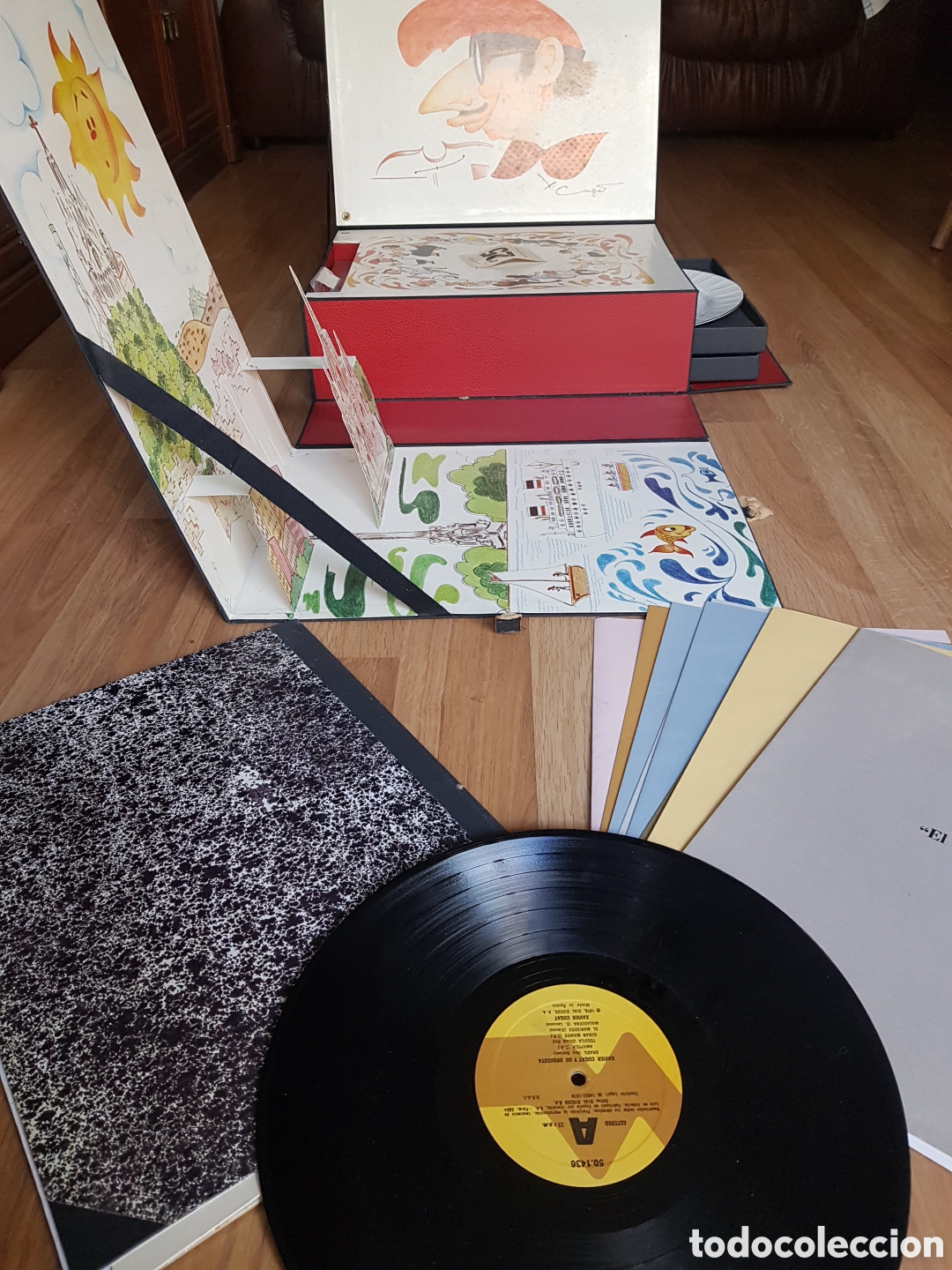 Antig&uuml;edades: Xavier cugat. Maleta musical. Barcelona es bona si la bossa sona. Firmado. Pintura