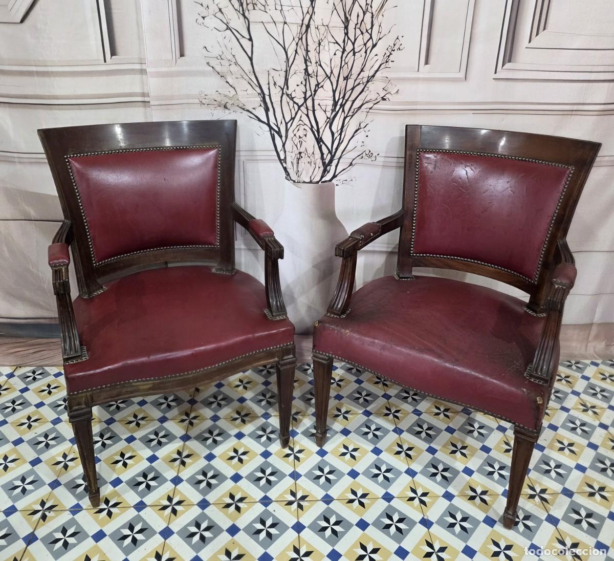 Antig&uuml;edades: Par de sillones de estilo franc&eacute;s Luis XVI - Foto 2