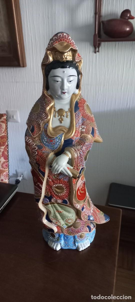 Antiguidades: Estatua budista japonesa Kannon Guanyin en porcelana diosa de ls Misericordia siglo XX