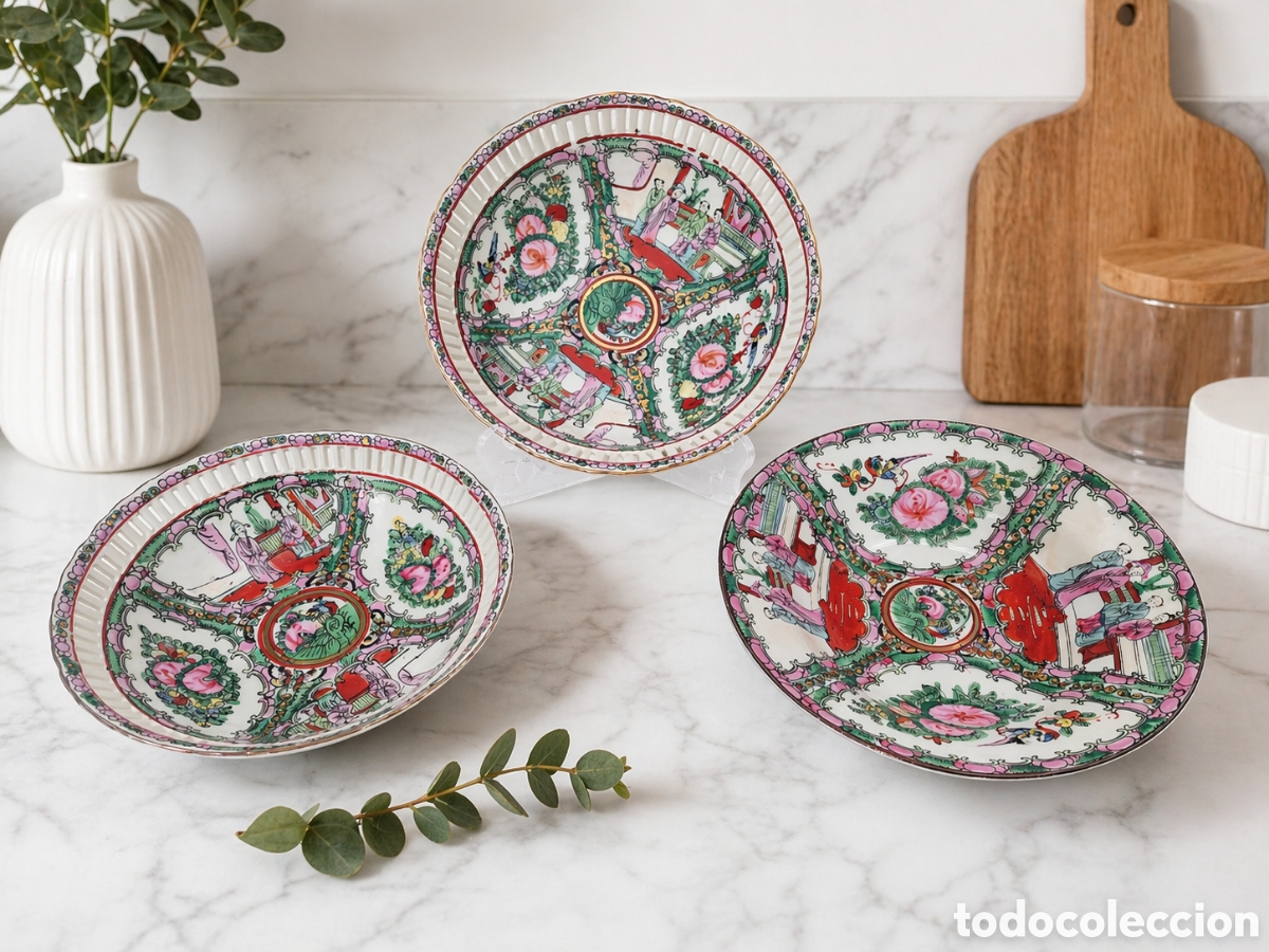 Antig&uuml;edades: LOTE PORCELANA CERAMICA MACAO SIGLO PASADO TECNICA MIL FLORES