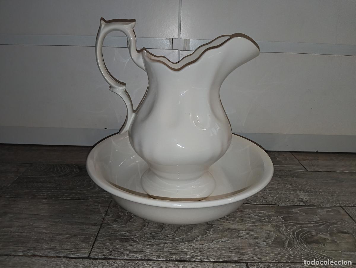 Antig&uuml;edades: Antigua jarra y palangana de aguamanil Cartuja Pickman