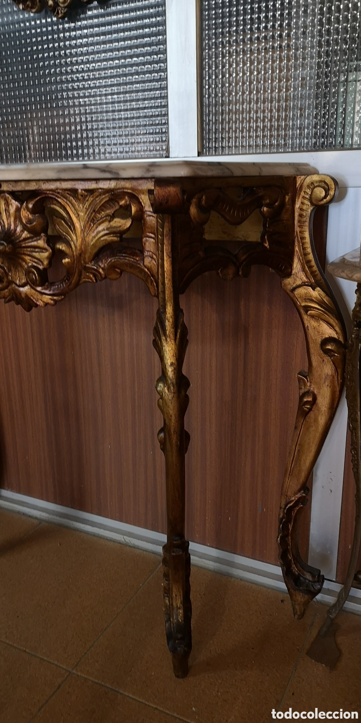 Antig&uuml;edades: Consola en madera, con espejo - Foto 7
