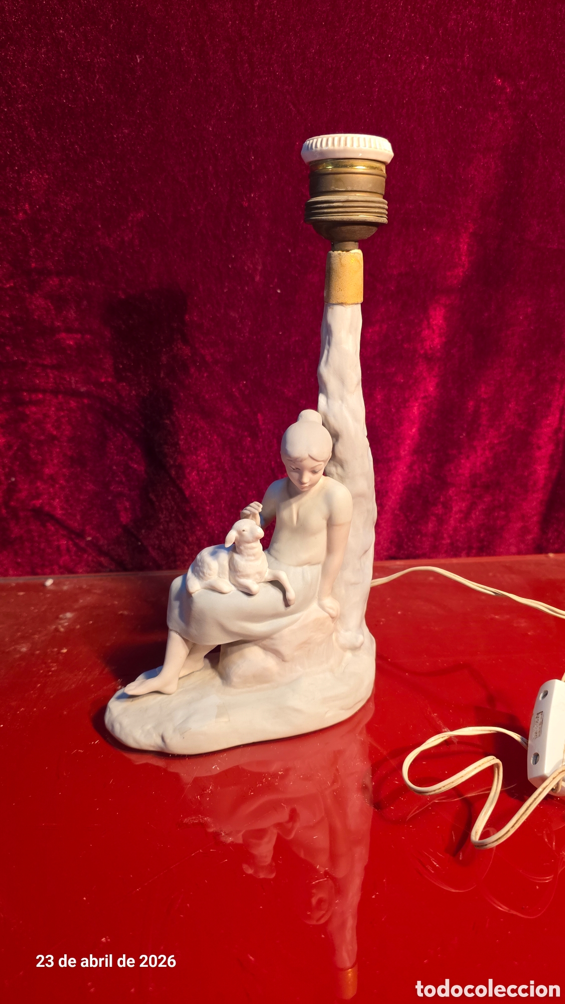 Antig&uuml;edades: Antigua lampara porcelana lladro