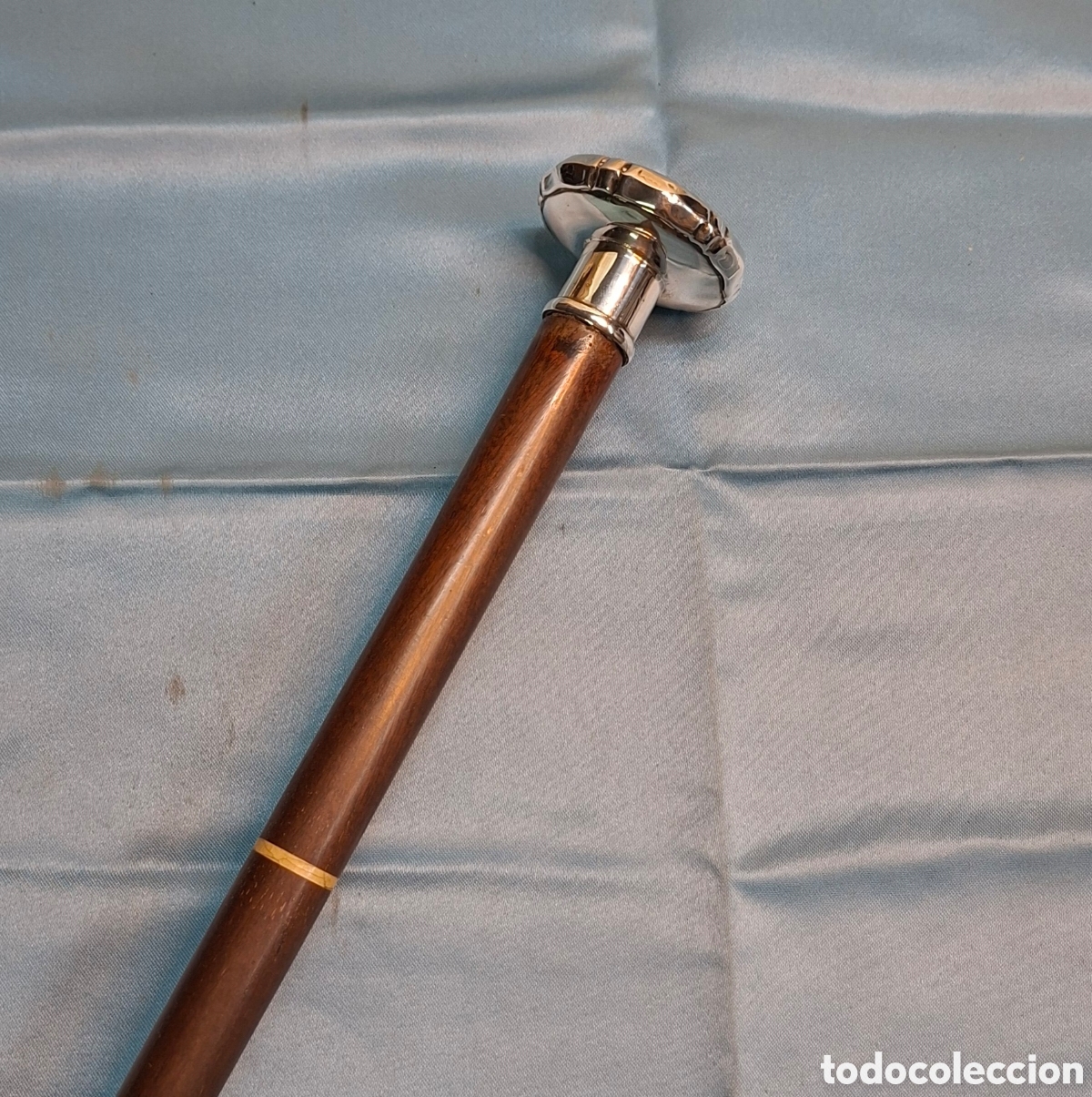 Antig&uuml;edades: Bast&oacute;n madera y plata principios S.XX - Foto 1