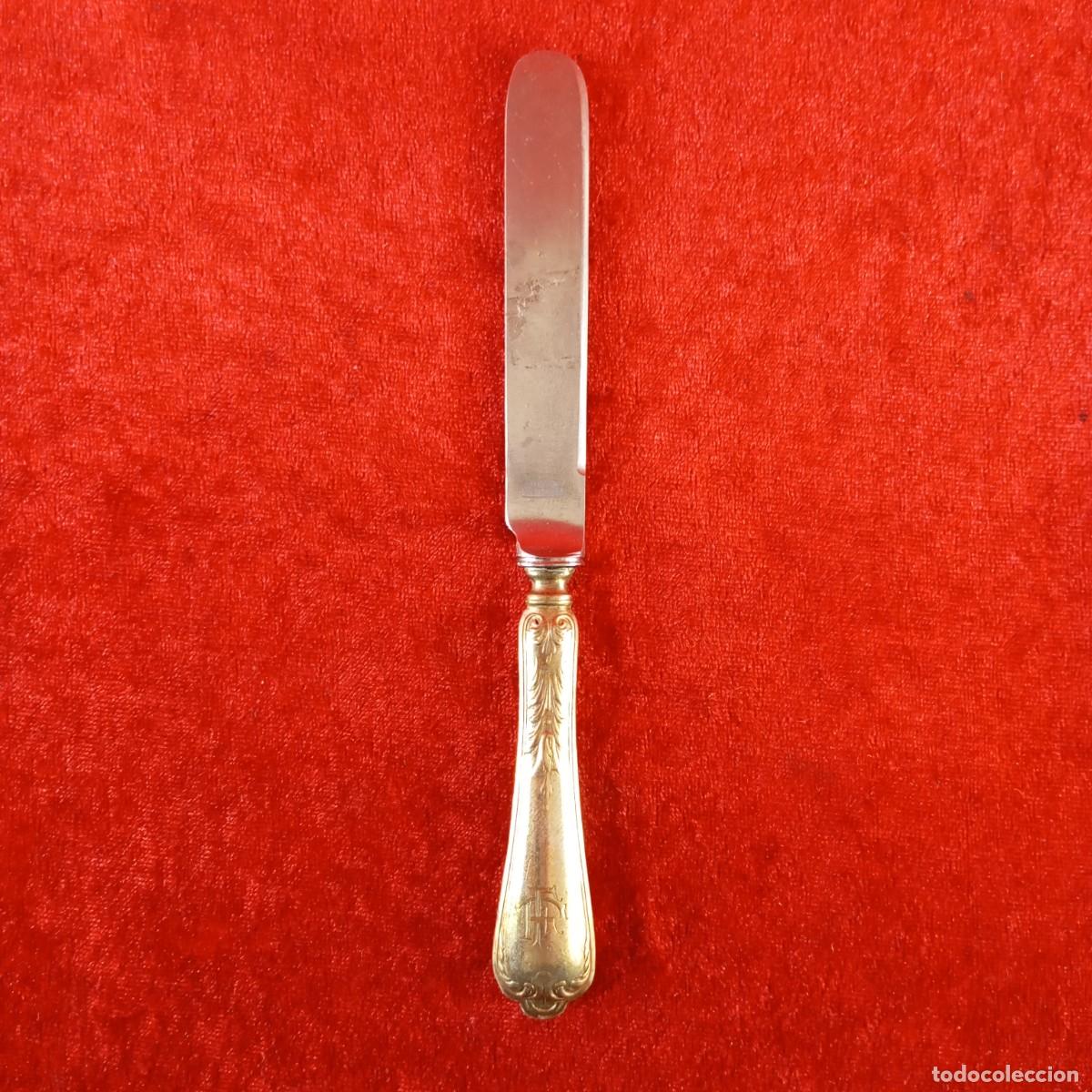 Antig&uuml;edades: ANTIGUO CUCHILLO - MOTIVOS DECORATIVOS EN RELIEVE - GRABADO - ACERO INOXIDABLE - 175 X 15 MM / 2862