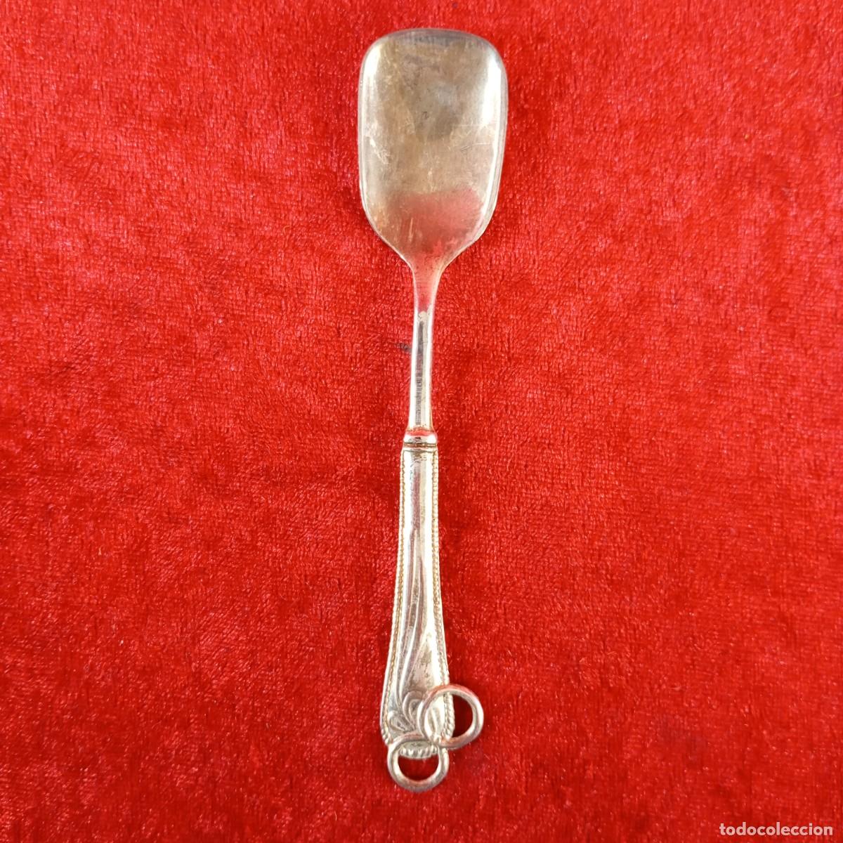 Antig&uuml;edades: ANTIGUA CUCHARILLA EN BA&Ntilde;O DE PLATA - RECUERDO BODA - 1997 - 135 X 25 MM / 2864