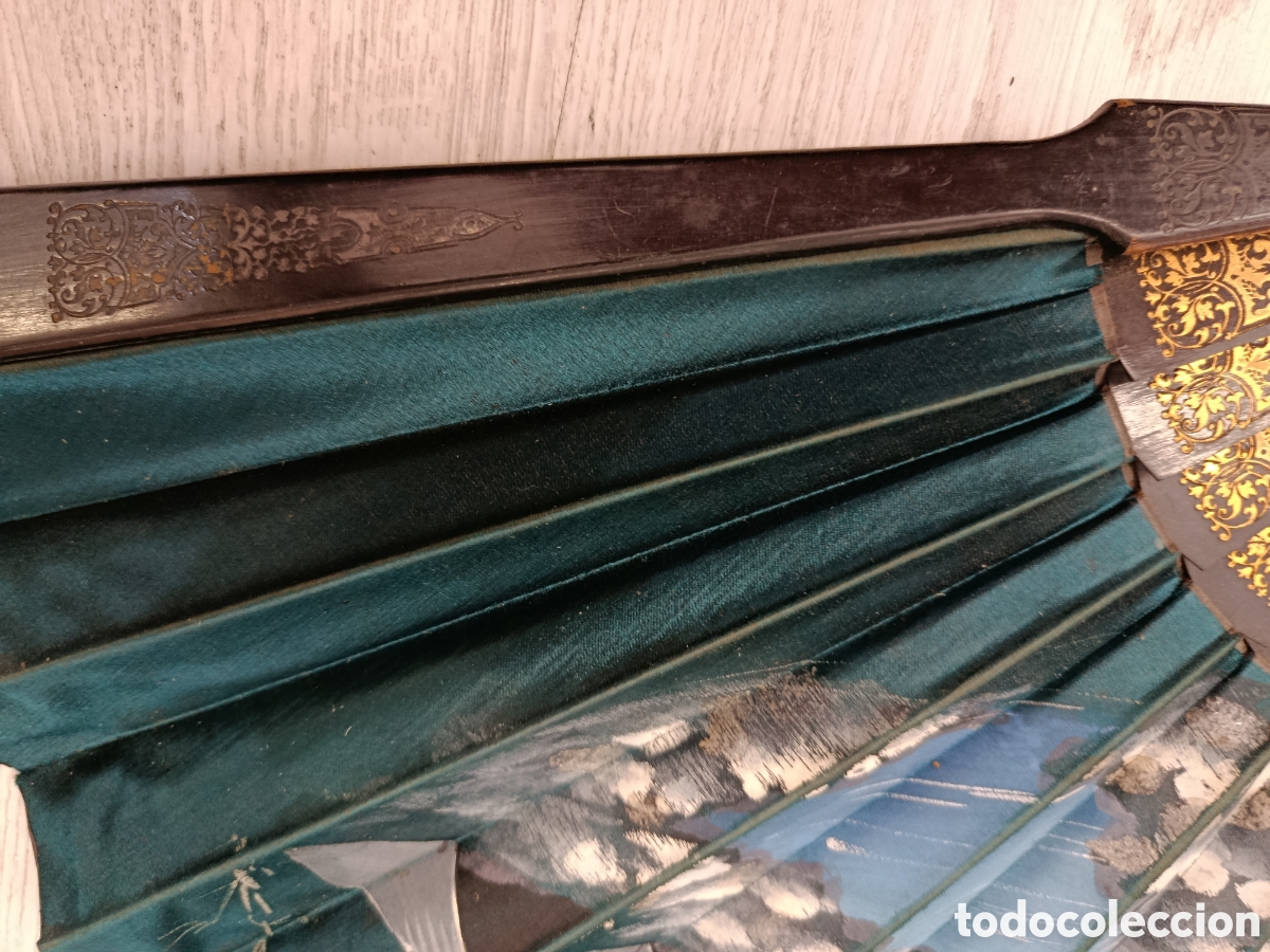 Antig&uuml;edades: Abanico de madera y seda pintada. - Foto 6
