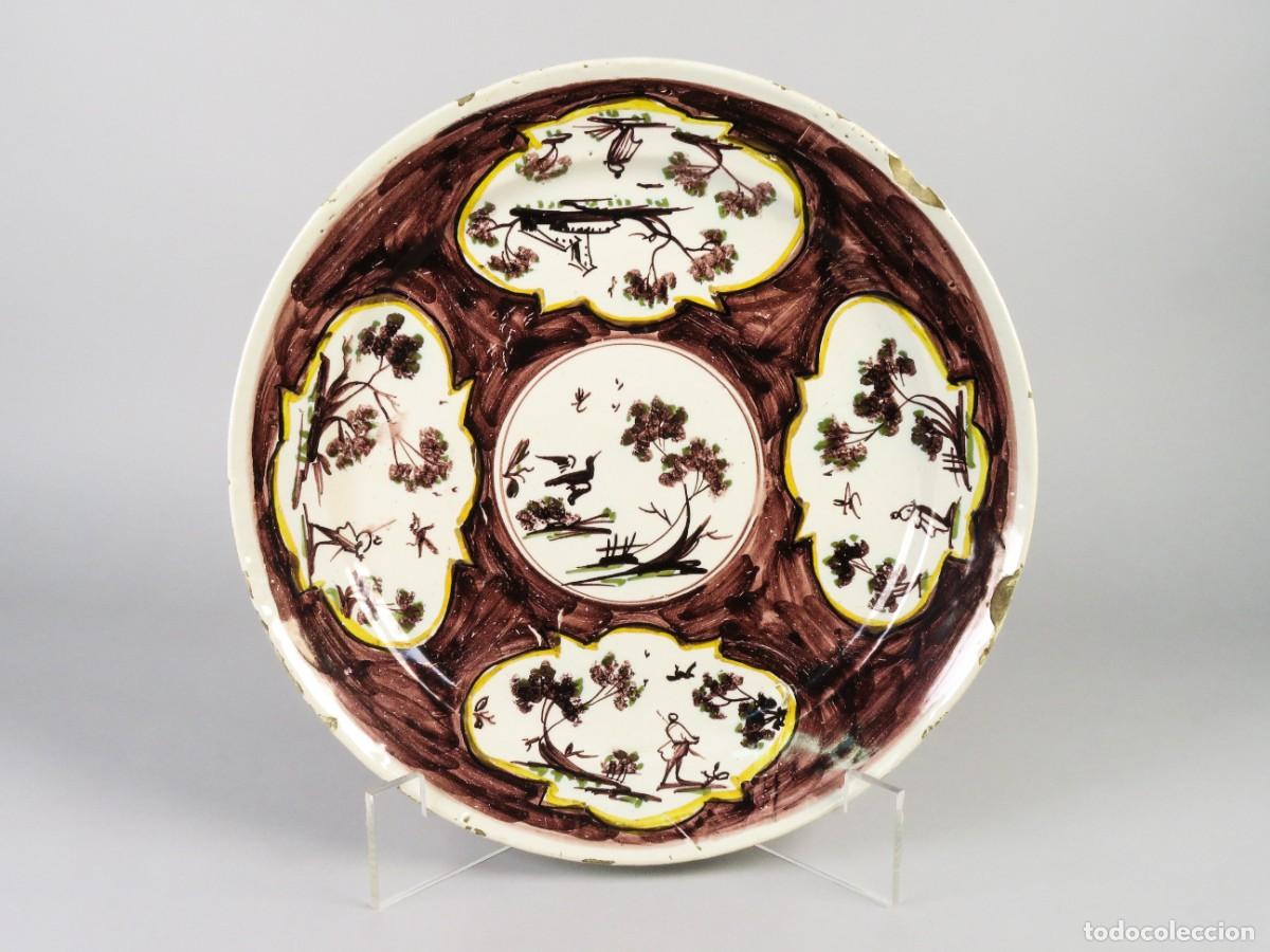 Antig&uuml;edades: Plato cer&aacute;mica esmaltada Savona Italia segunda mitad siglo XVIII