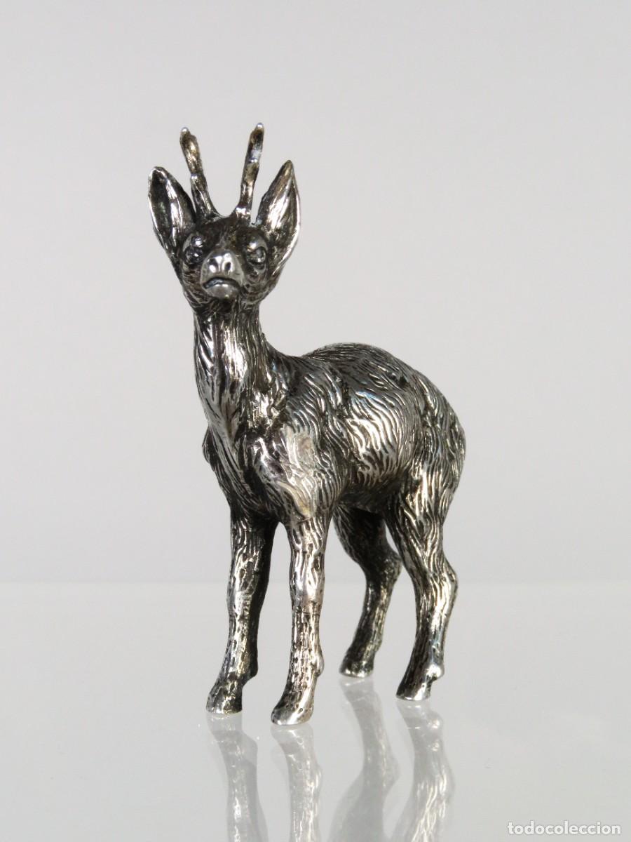 Antig&uuml;edades: Miniatura corzo de plata siglo XX