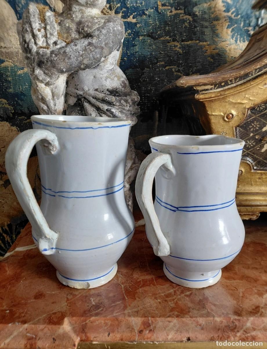 Antig&uuml;edades: Pareja jarras Manises. Antigua cer&aacute;mica espa&ntilde;ola s. XIX