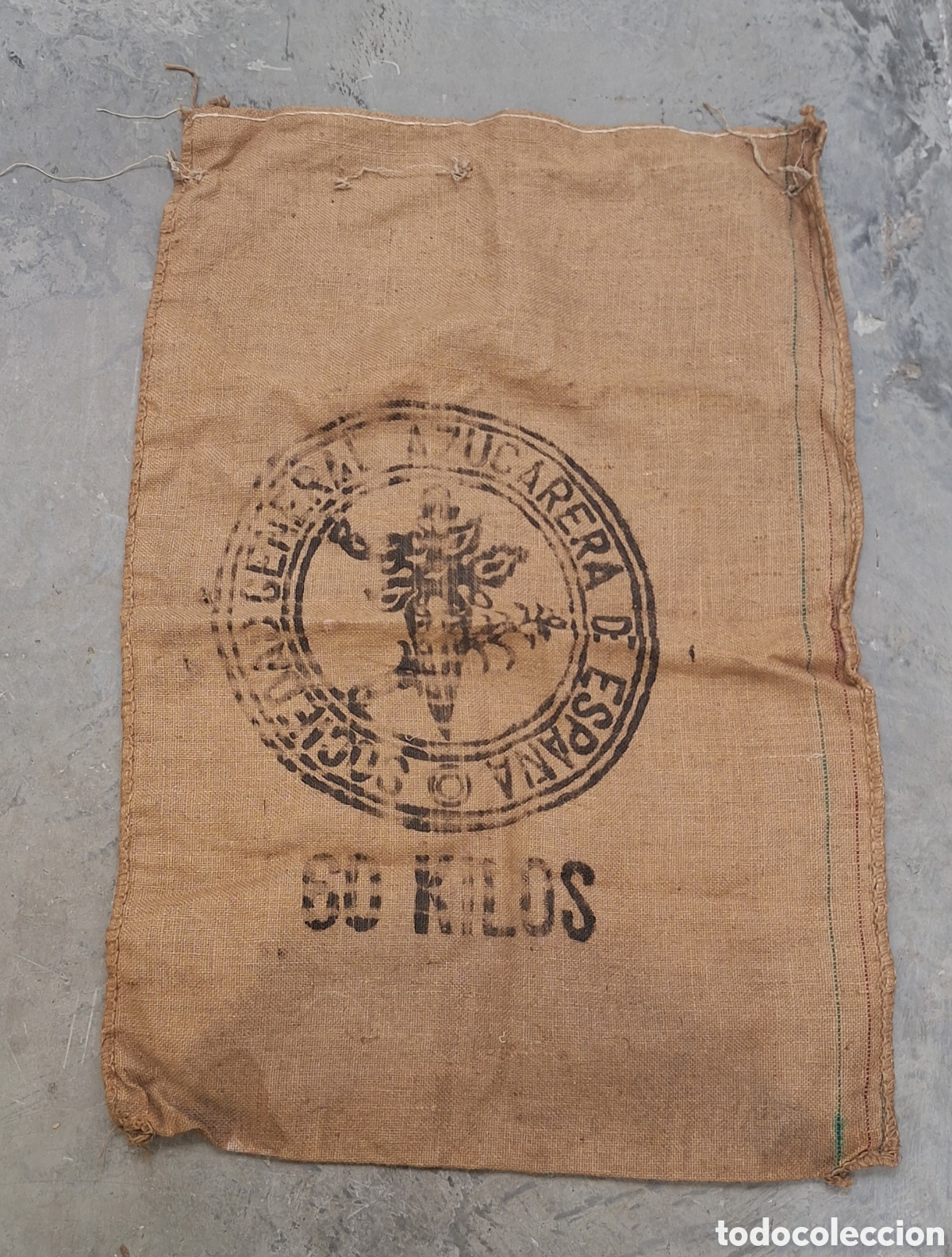 Antig&uuml;edades: Antiguo Saco de Arpillera - Az&uacute;car - 60 Kilos - Sociedad General Azucarera de Espa&ntilde;a -