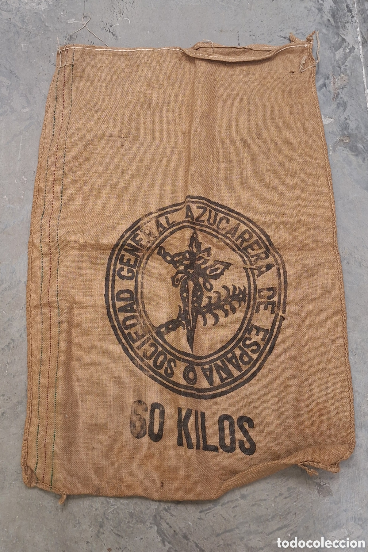 Antig&uuml;edades: Antiguo Saco de Arpillera - Az&uacute;car - 60 Kilos - Sociedad General Azucarera de Espa&ntilde;a