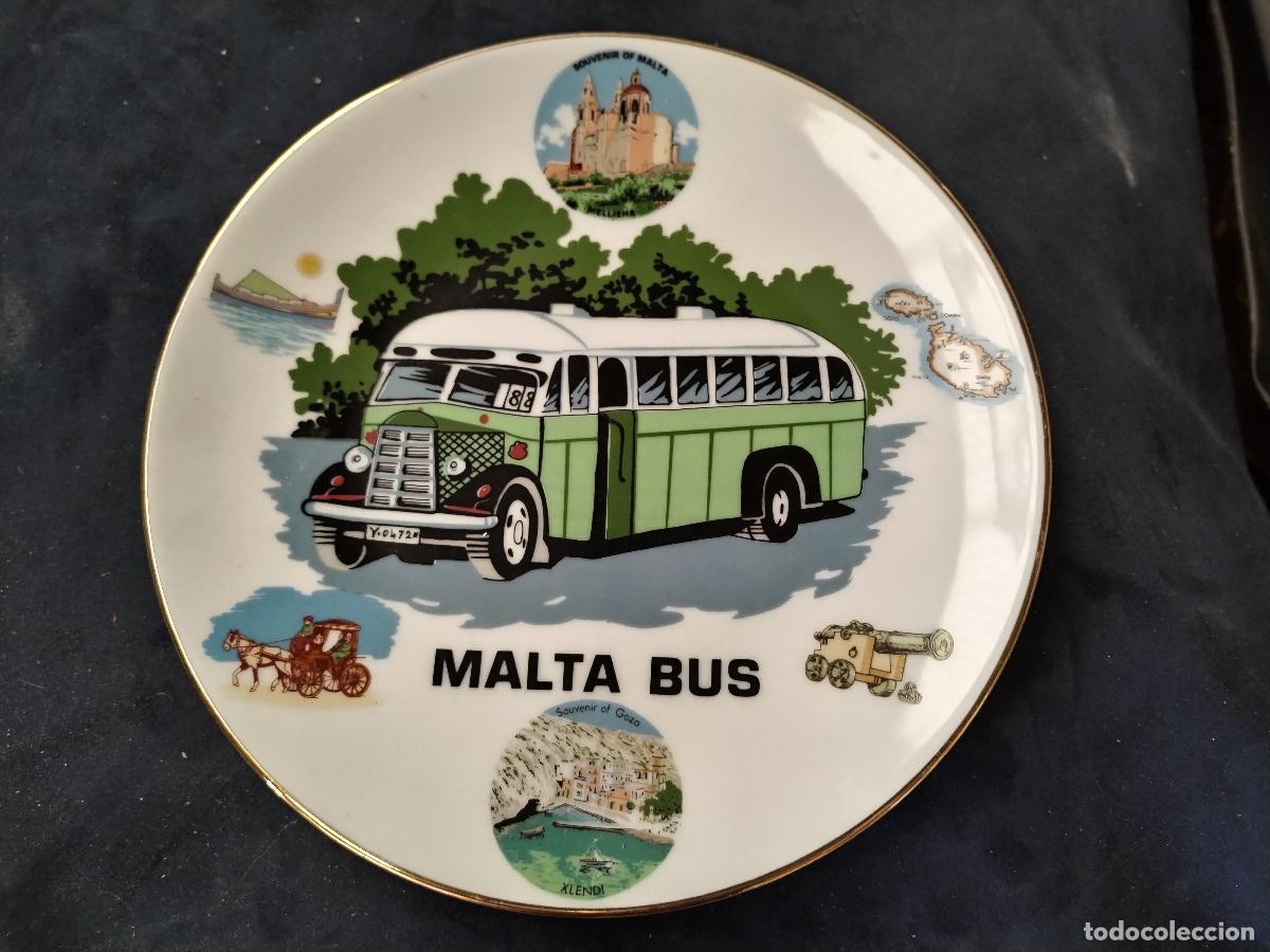 Antig&uuml;edades: plato malta bus fina porcelana deco malta