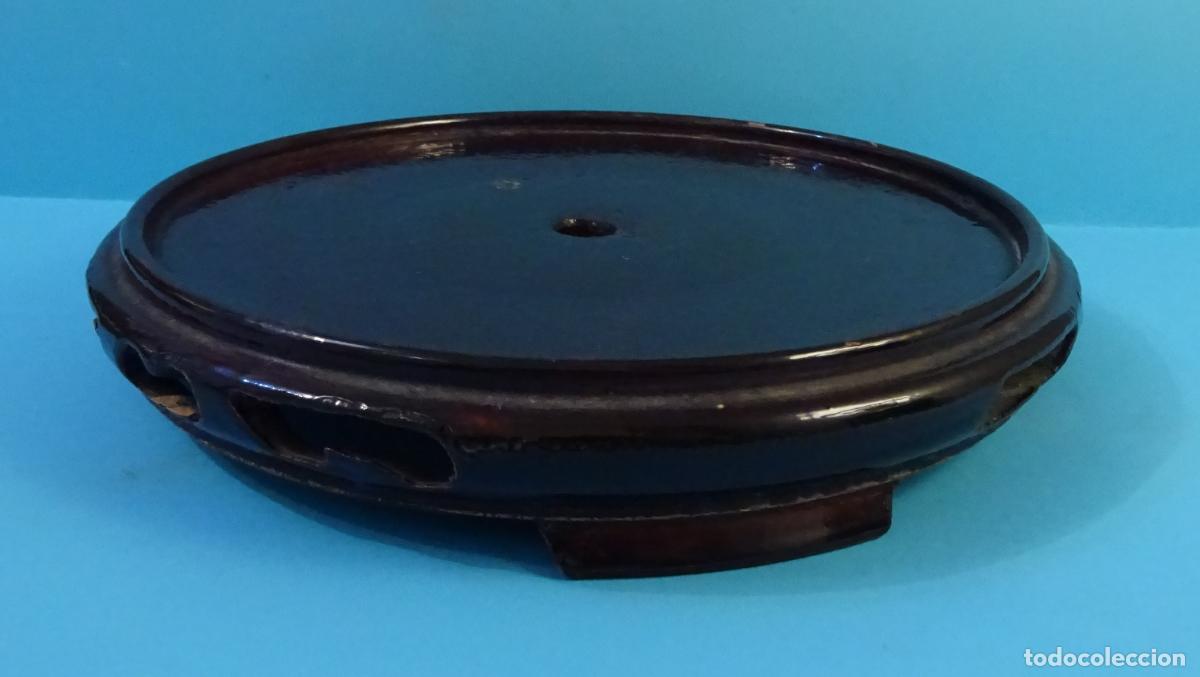 Antig&uuml;edades: PEANA PEDESTAL DE MADERA PARA FANAL, JARR&Oacute;N, FIGURA, BONSAI. DI&Aacute;METRO 21 CM ALTURA 3,5 CM