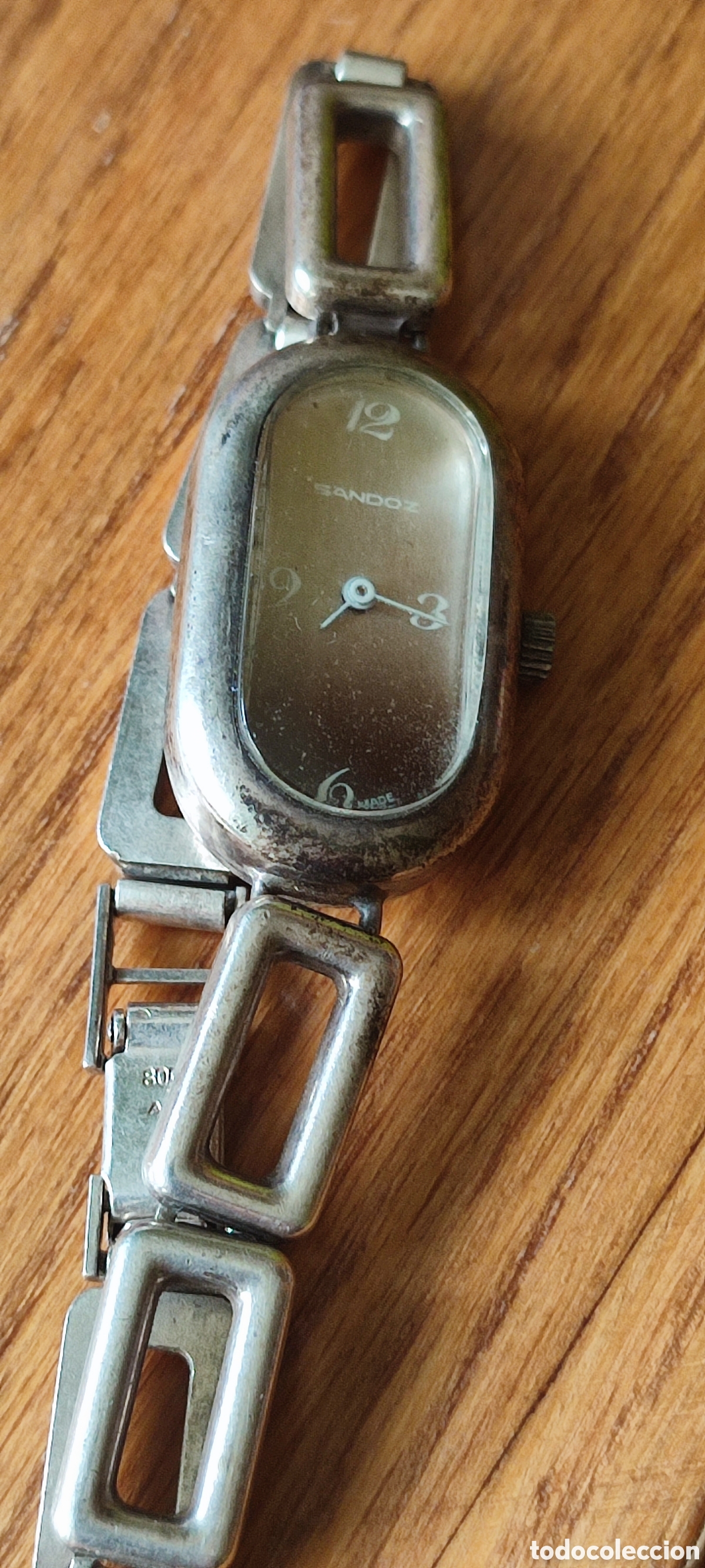 Antig&uuml;edades: Reloj de pulsera suizo Sandoz de plata 800 para se&ntilde;ora