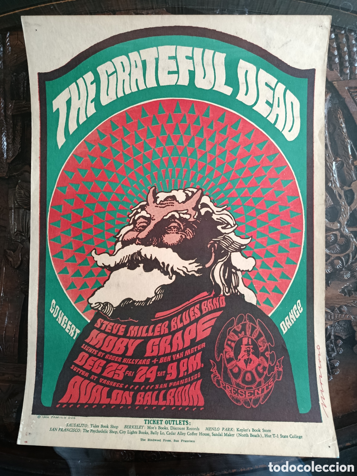 Antig&uuml;edades: The Grateful Dead - Victor Moscoso Firmado - P&oacute;ster de Concierto 1966 - Avalon Ballroom