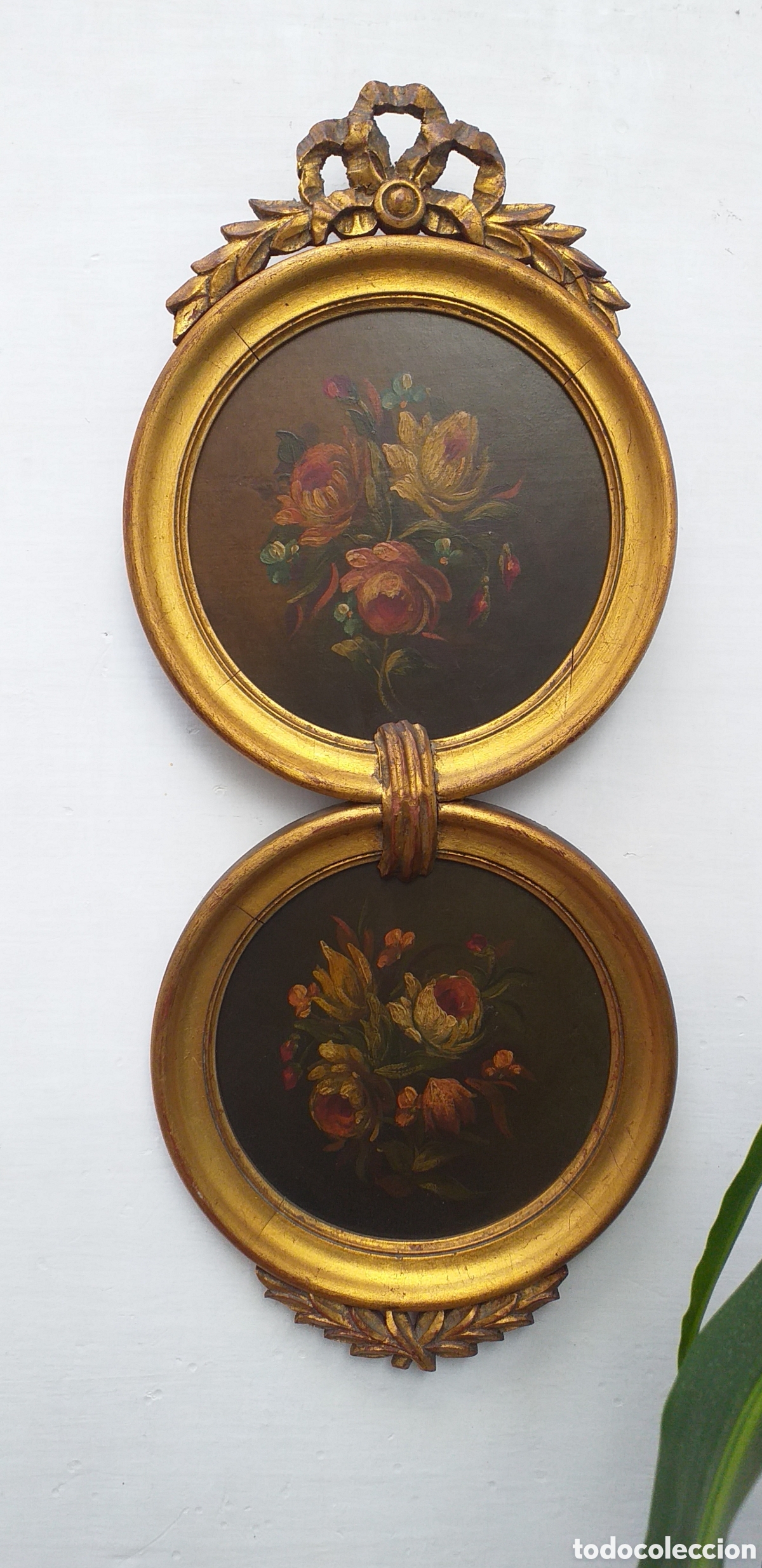 Antig&uuml;edades: Oleo cuadro 2 en 1 estilo estilo barroco