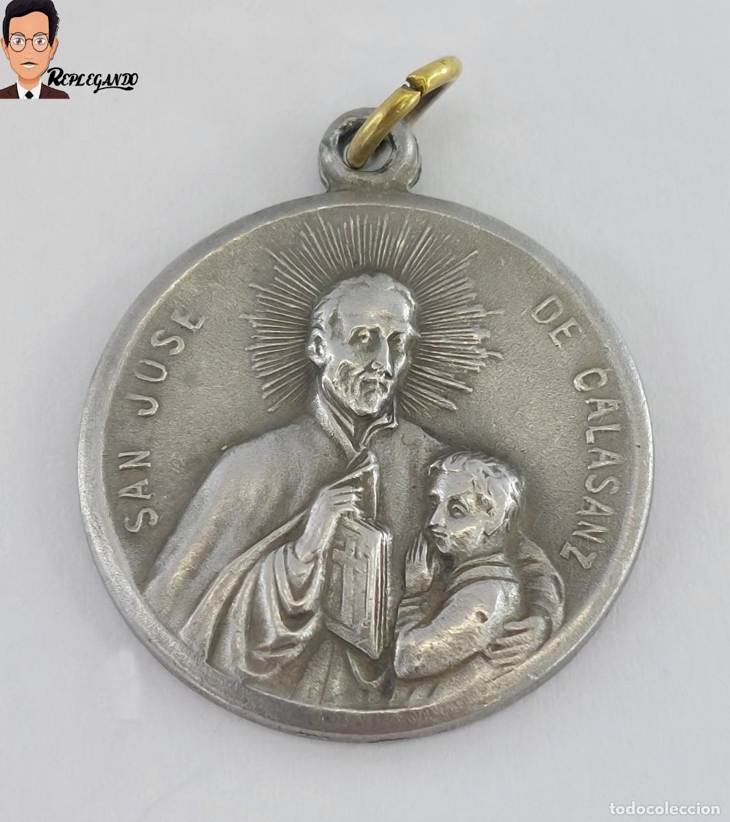 Antig&uuml;edades: SAN JOSE DE CALASANZ : ANTIGUA MEDALLA RELIGIOSA CENTENARIOS A&Ntilde;O 1948 / MUY RARA Y ESCASA